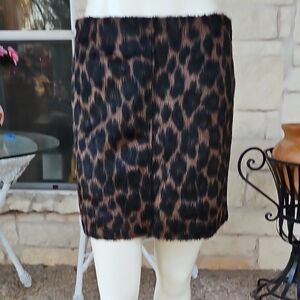 New Tag H&M Fuzzy Faux Fur Leopard Hide Print Mini Skirt Small